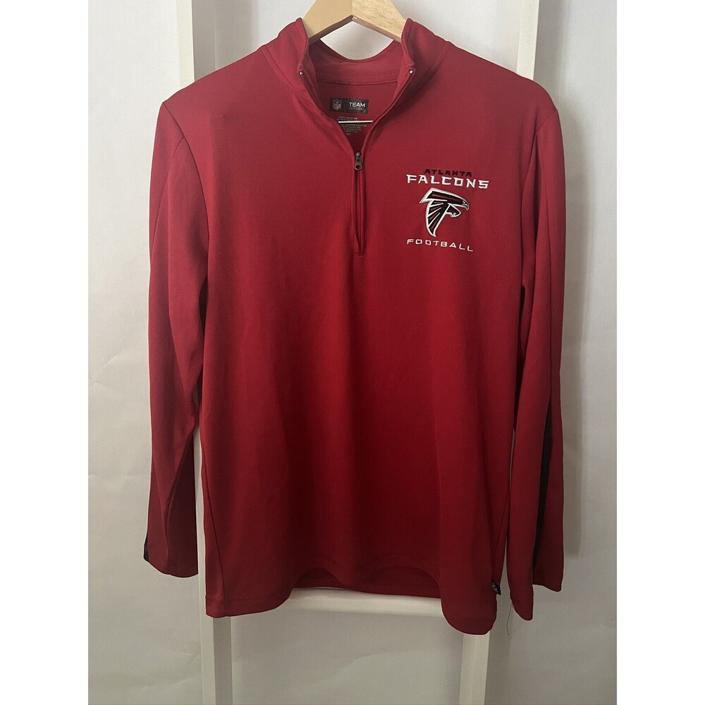Atlanta Falcons NFL Official Knit Shirt Mens M Red 1/4 Zip Long Sleeve Stand Col
